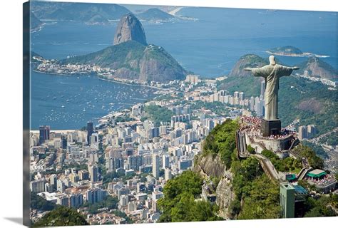 Aerial of the Christ the Redeemer statue overlooking Rio de Janeiro ...