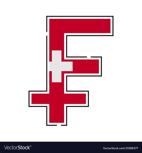 Franc currency symbol swiss with a flag icon Vector Image