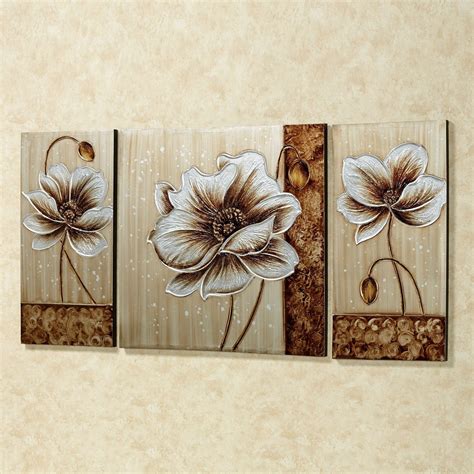 15 Collection of 3 Piece Floral Canvas Wall Art