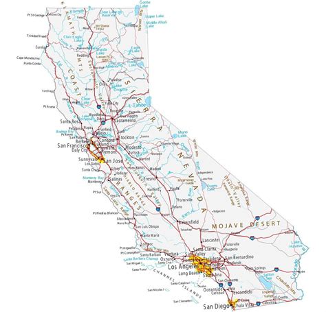 Map Of Cities In California - Vector U S Map