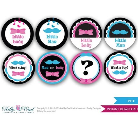 Gender Reveal Cupcake Toppers Printable for Little Man & Lady