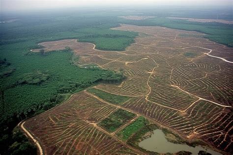 Aerial View of Deforestation Palm Oil Plantations Destroy Rainforests ...