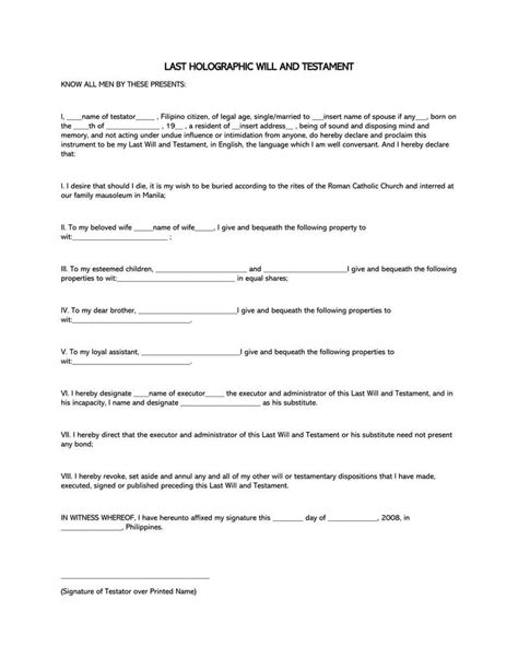 35 Free (Blank) Last Will and Testament Forms (Word - PDF)