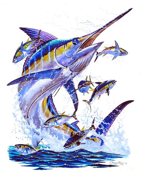 Pintura Blue Marlin - Blue Marlin por Carey Chen | Fish artwork, Blue ...