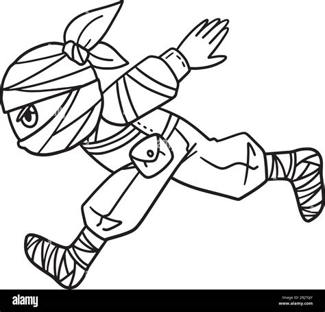 Ninja Running Isolated Coloring Page for Kids Stock Vector Image & Art ...