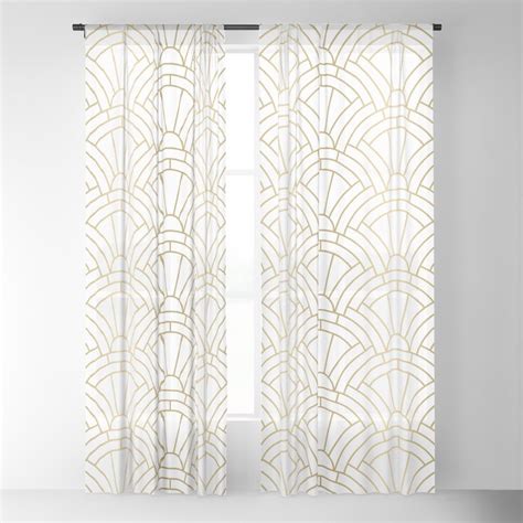 Gold and white geometric Art Deco pattern Sheer Curtain Art Deco ...