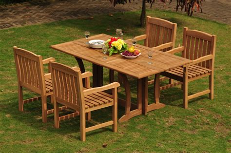 Teak Dining Set: 4 Seater 5 Pc: 69" Warwick Console Folding Dining ...