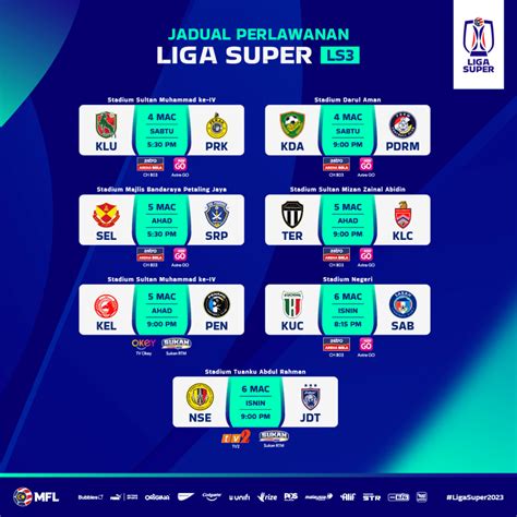 Liga Super 2023 - Tarikh, Jadual Perlawanan & Carta Terkini