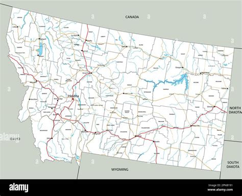 High detailed Montana road map with labeling Stock Vector Image & Art ...