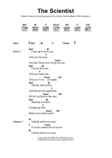 The Scientist by Coldplay - Guitar Chords/Lyrics - Guitar Instructor