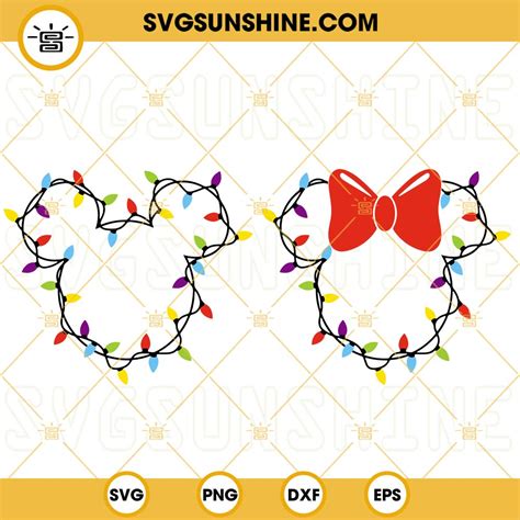 Mickey Minnie Mouse Head Christmas Lights SVG, Mouse Christmas SVG ...