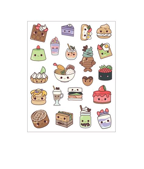 Kawaii Food Sticker Sheets Planner Stickers - Etsy