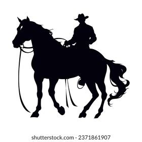 Cowboy Silhouette Horse Icon Isolated Stock Vector (Royalty Free ...