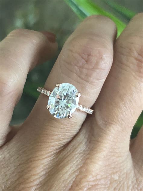 4.0ct Oval Crushed Ice Moissanite Engagement Ring .92ct - Etsy ...