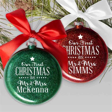 Personalized Sparkly Our First Christmas Holiday Ornament | GiftsForYouNow