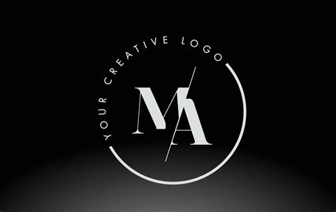 White MA Serif Letter Logo Design with Creative Intersected Cut ...