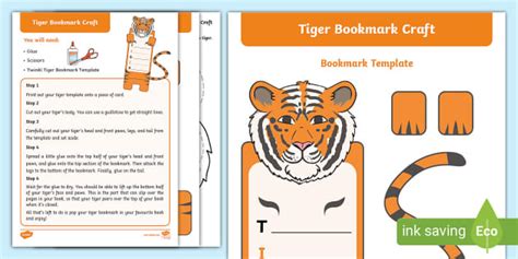 Acrostic Poem Tiger Bookmark Craft (teacher made) - Twinkl