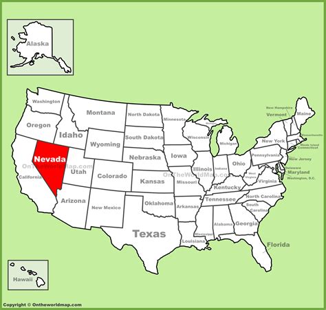 Nevada location on the U.S. Map - Ontheworldmap.com