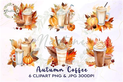 Autumn Coffee Watercolor Clipart Graphic by Nastine · Creative Fabrica