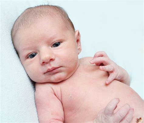 Peaceful Serene Blue Eyed Newborn Baby Stock Photo - Image: 54058094