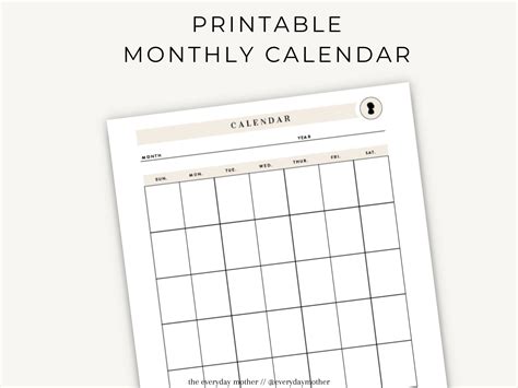 Printable Calendar Page – The Everyday Mother