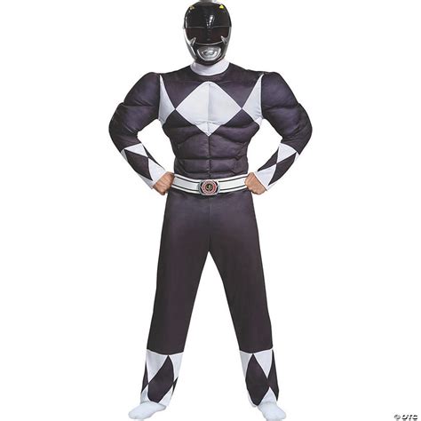 Men's Classic Muscle Mighty Morphin Power Rangers Black Ranger Costume ...