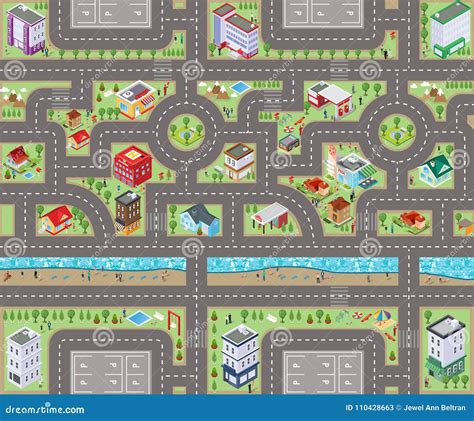 Road map top view 3D stock illustration. Illustration of floor - 110428663