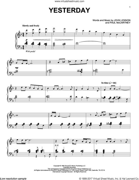 Yesterday [Jazz version] sheet music for piano solo (PDF)