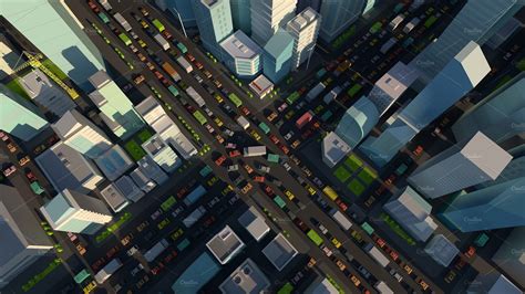 City street Intersection traffic jams road 3d render. Very high detail ...