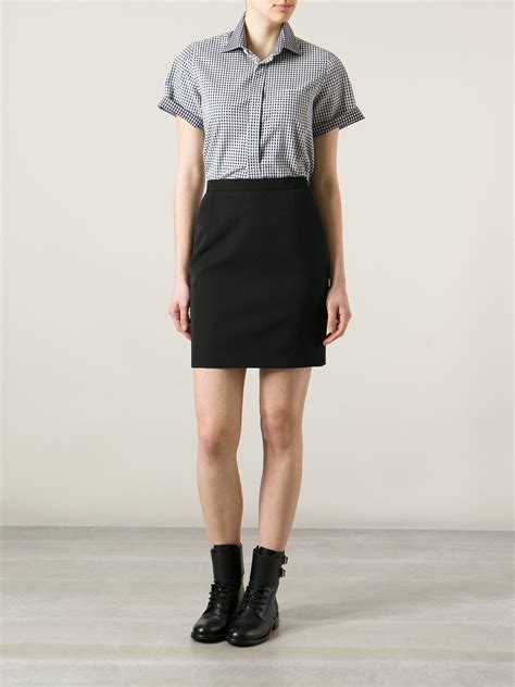 Lyst - Saint Laurent Short Pencil Skirt in Black