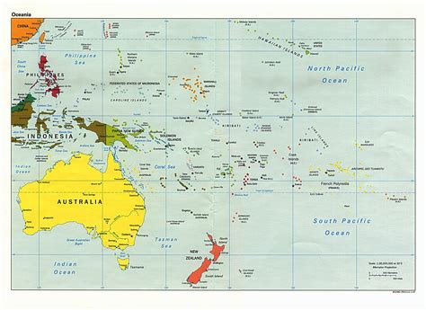 Large detailed political map of Australia and Oceania. Australia and ...