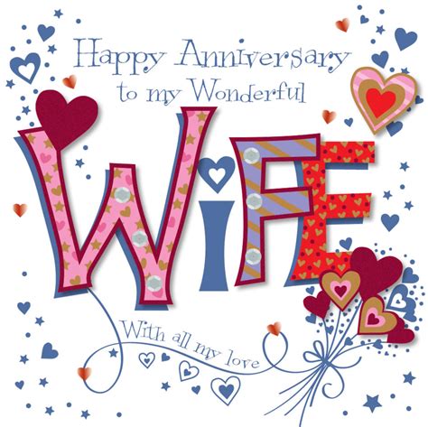 Wonderful Wife Happy Anniversary Greeting Card | Cards | Love Kates