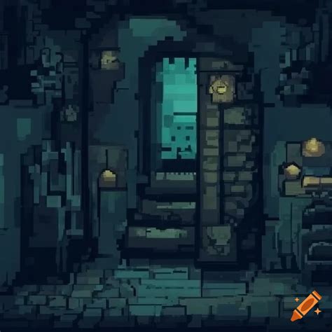 Background, dungeon, 2d, pixel art, 1200x700 on Craiyon