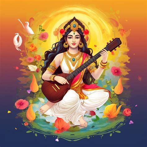 Saraswati Devi Goddess, Happy Vasant Panchami Indian Festival, Goddess ...