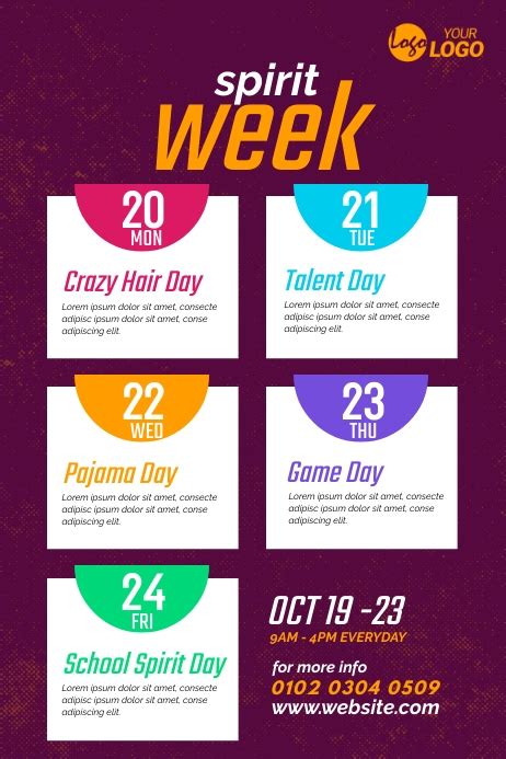 Spirit Week Poster Template | PosterMyWall