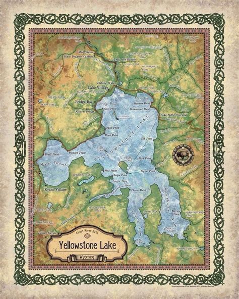 Yellowstone Yellowstone Lake Map of Yellowstone Yellowstone - Etsy ...