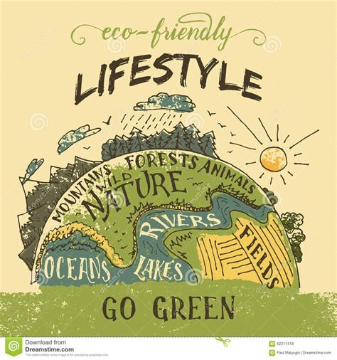 Eco friendly lifestyle concept. Go green eco poster | Earth poster ...