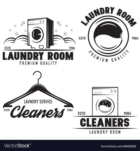 vector set of laundry logos emblems and design elements. logotype ...