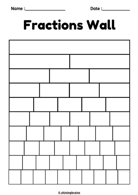 Fraction Wall Printable - FREE Blank Fraction Wall Sheets- Shining Brains