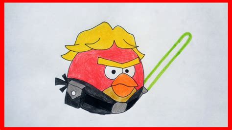 How to draw Angry Birds Star Wars, Luke Skywalker Bird - YouTube