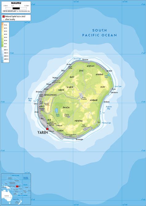 Nauru Map (Physical) - Worldometer