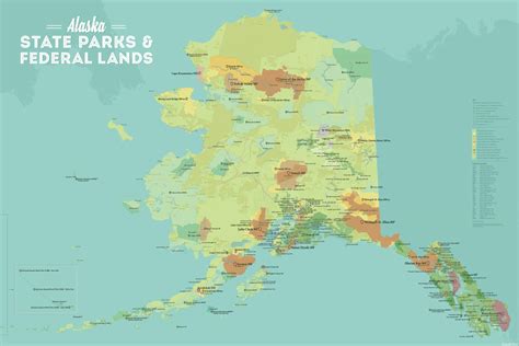 Alaska State Parks & Federal Lands Map 24x36 Poster - Best Maps Ever