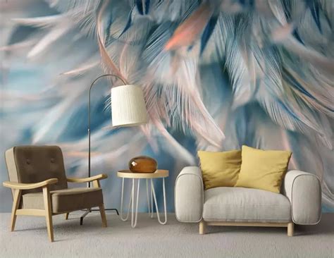 3D Wallpaper Painting Creative Feather Mural Wallpaper Living Room ...