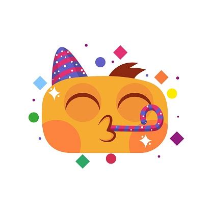 Vector Cartoon Cute Partying Face Emoji Isolated Illustration Stock ...