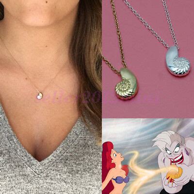 The Little Mermaid Seashell Ariel Voice Necklace Gold Silver Conch ...