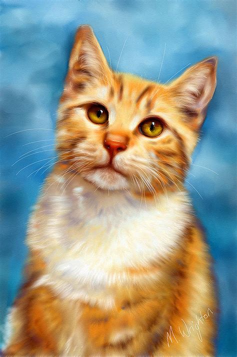 Sweet William Orange Tabby Cat Painting Painting by Michelle Wrighton