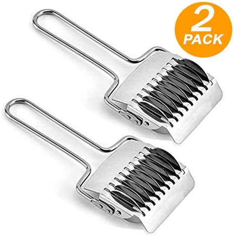 2Pcs Stainless Steel Pasta Noodle Cutter Noodle Lattice Roller ...