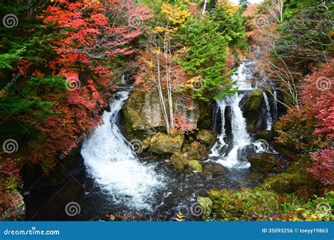 Waterfall in autumn stock photo. Image of mountains, maple - 35093256