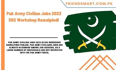 Pak Army Civilian Jobs 2023 502 Workshop Rawalpindi