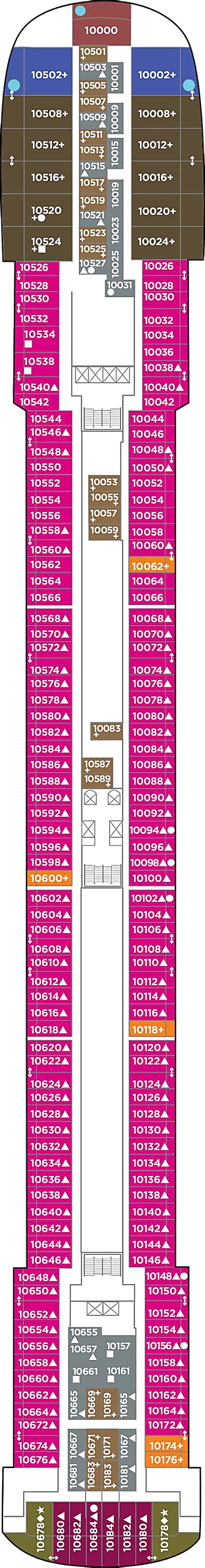 Norwegian Pride of America Deck 10 - Activities & Deck Plan Layout